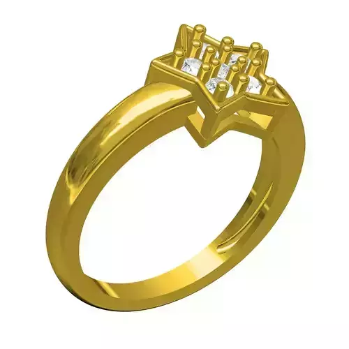 6 Diamond Cluster Star Shape Engagement Ring