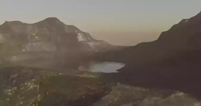 Canyon mountain with lake in middle