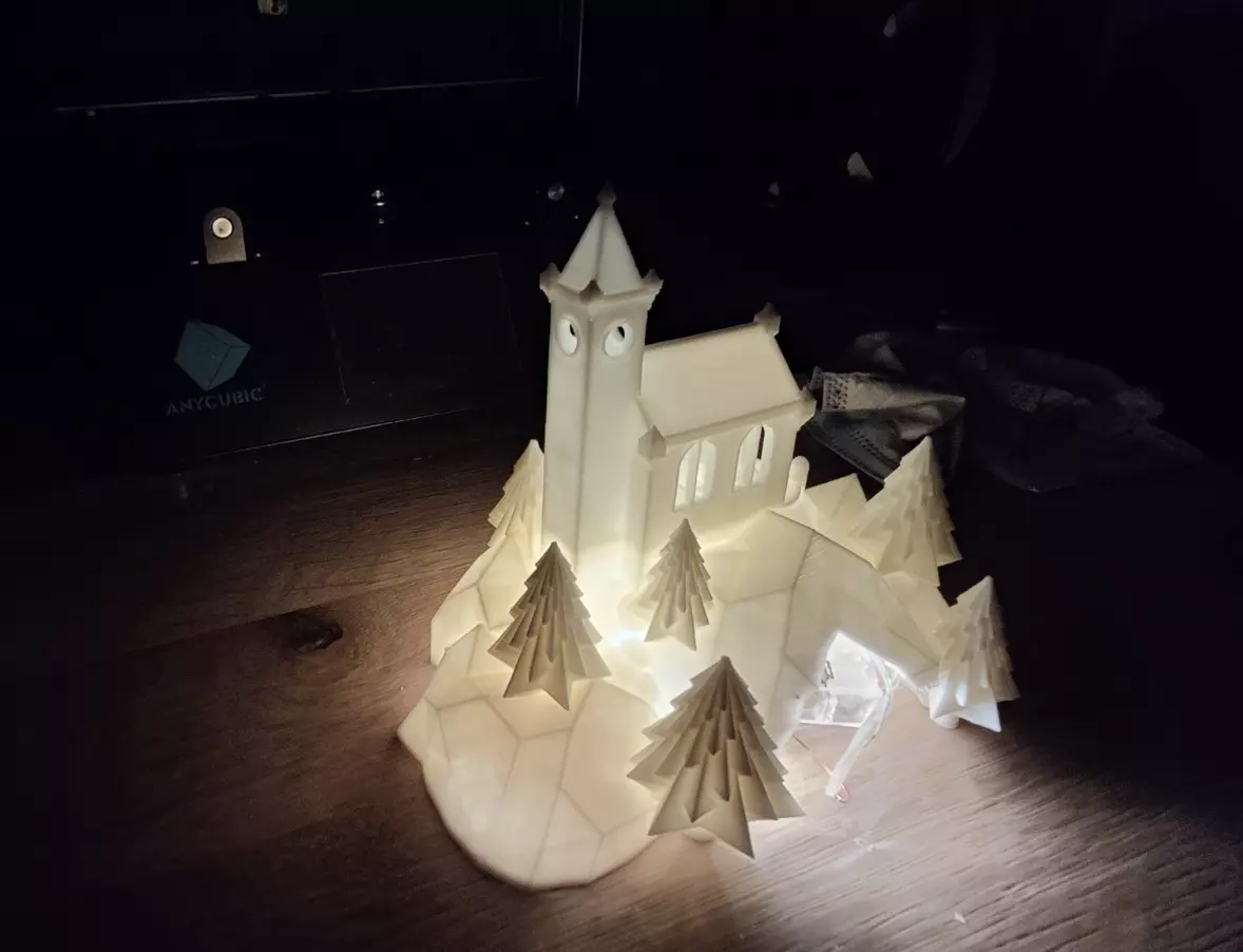 Christmas scenery nativity scene chapel village 3D print model_0