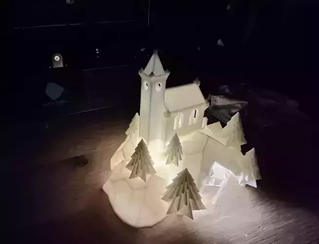 Christmas scenery nativity scene chapel village 3D print model
