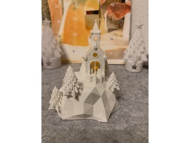 Christmas scenery nativity scene chapel village 3D print model_7