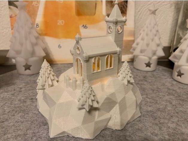 Christmas scenery nativity scene chapel village 3D print model_6
