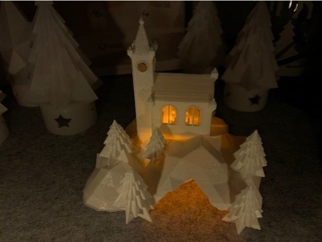Christmas scenery nativity scene chapel village 3D print model_3