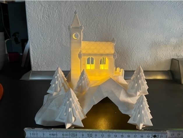 Christmas scenery nativity scene chapel village 3D print model_11