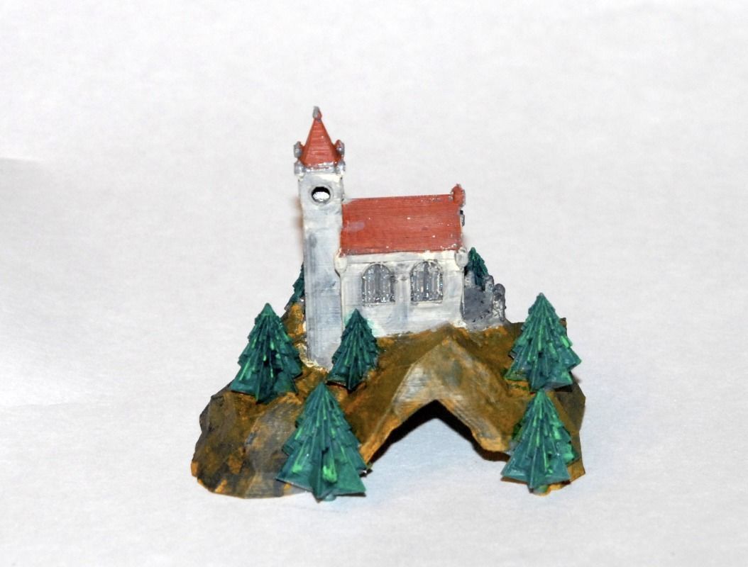 Christmas scenery nativity scene chapel village 3D print model_12