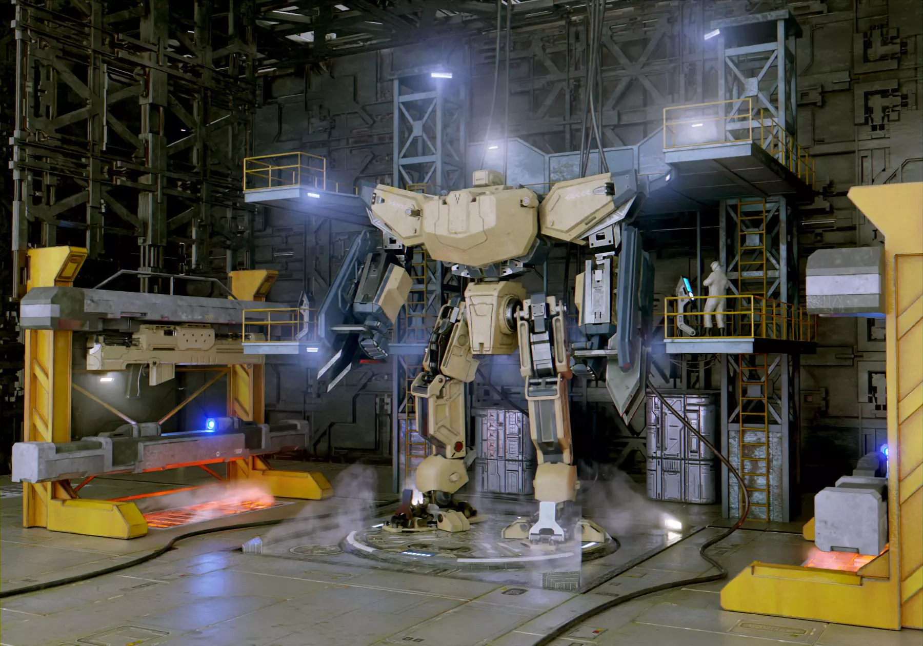 Sci Fi Mech Hangar Low-poly 3D model