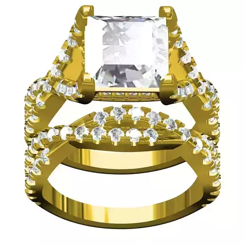 Twisted Micro pave Shank Engagement Ring with Band