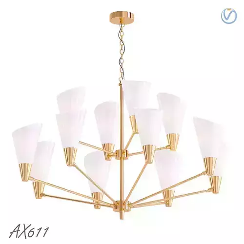 AX611 chandelier with brass and shades