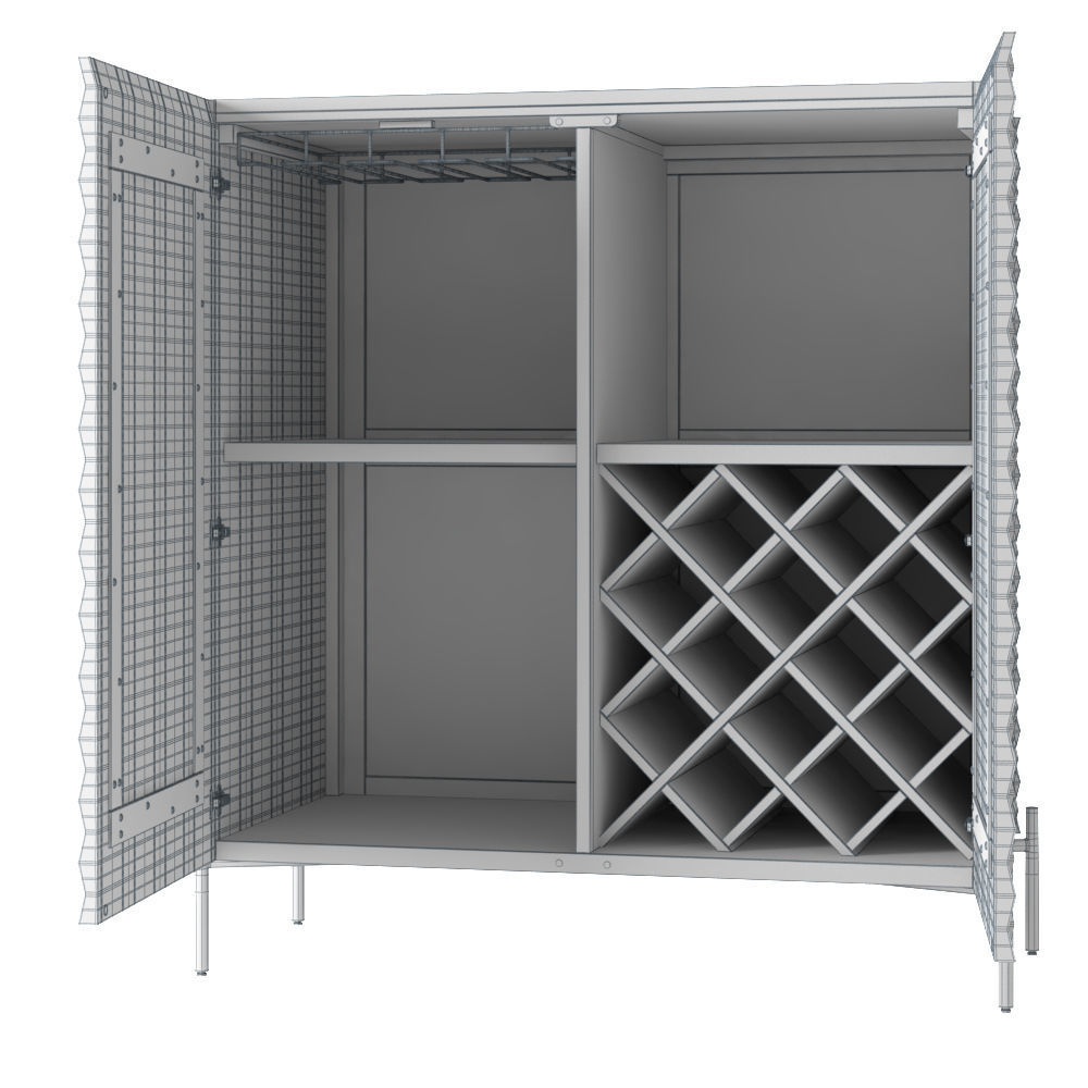 Crate and Barrel Raffael Carved Wood Bar Cabinet 3D model_5