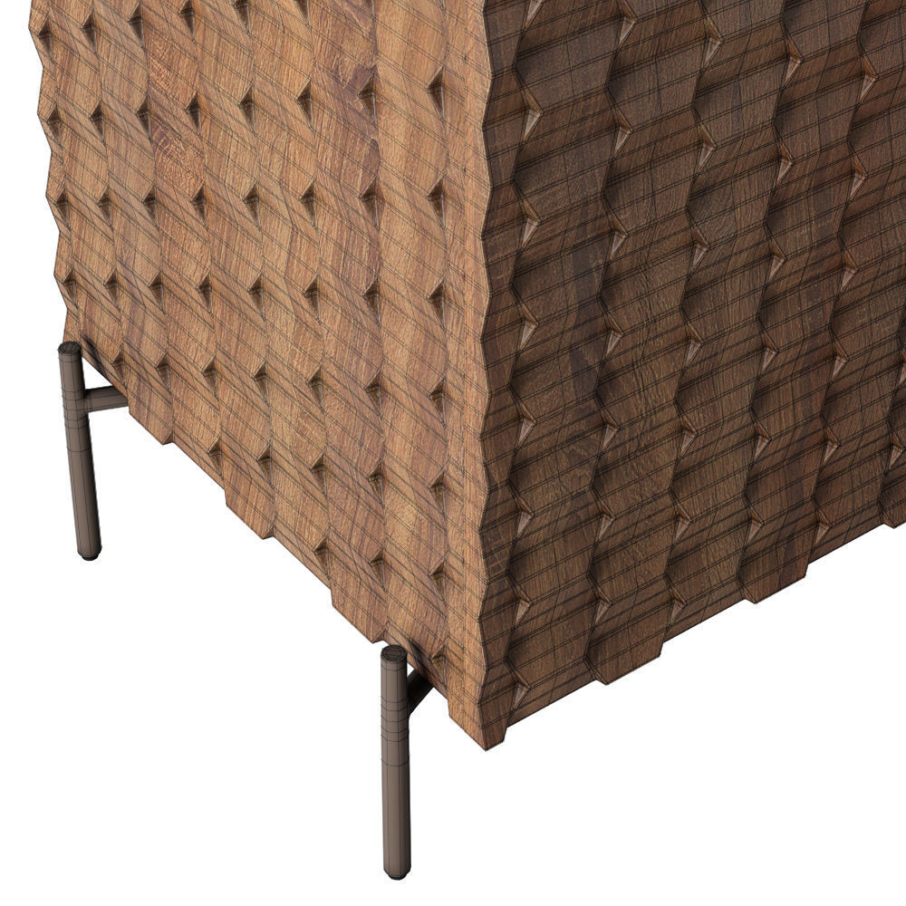Crate and Barrel Raffael Carved Wood Bar 3D model CGTrader