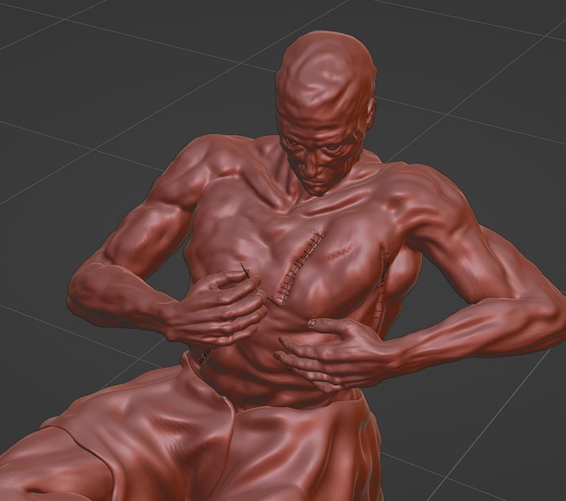 Scars statue of man on rock 3D model_8