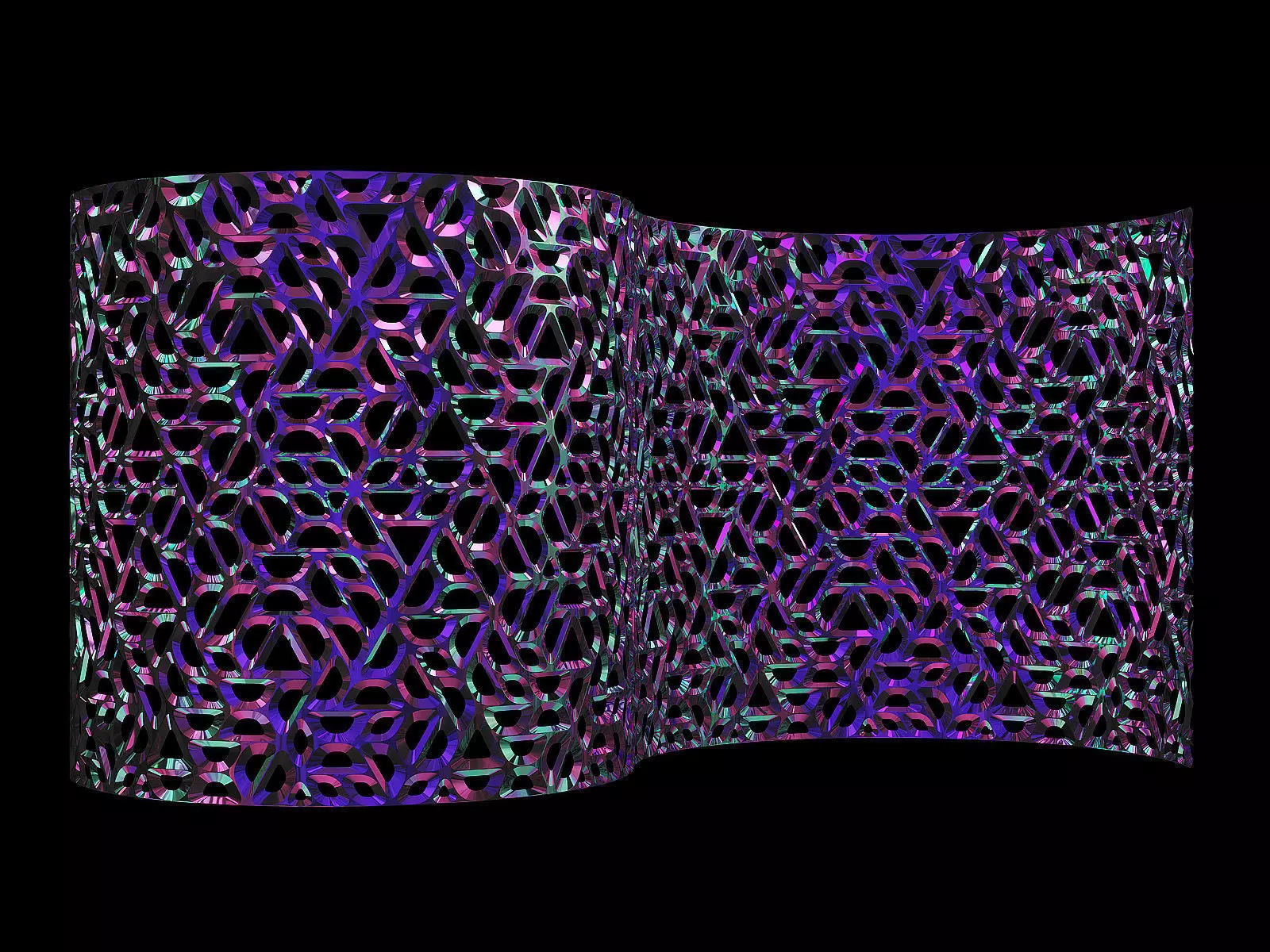 Decorative metal curved partition 3D model_0