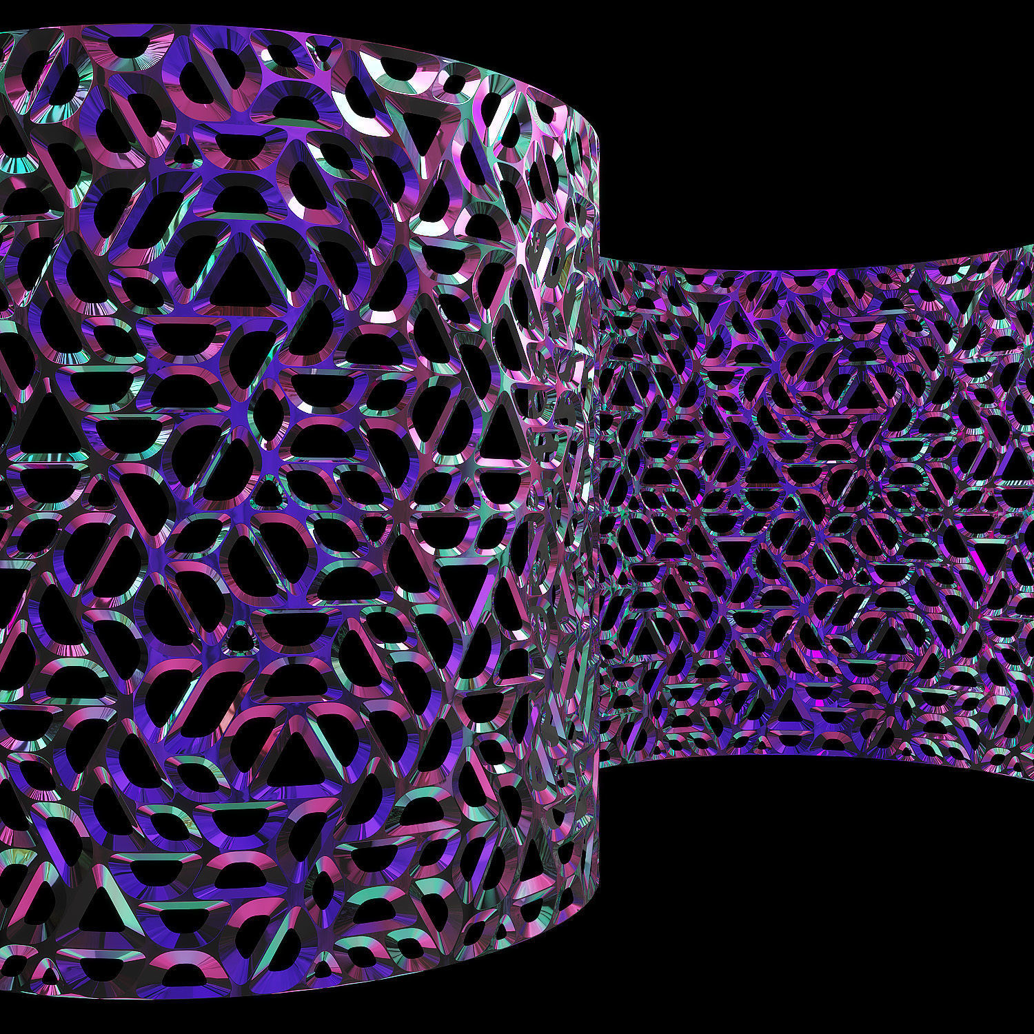 Decorative metal curved partition 3D model_2