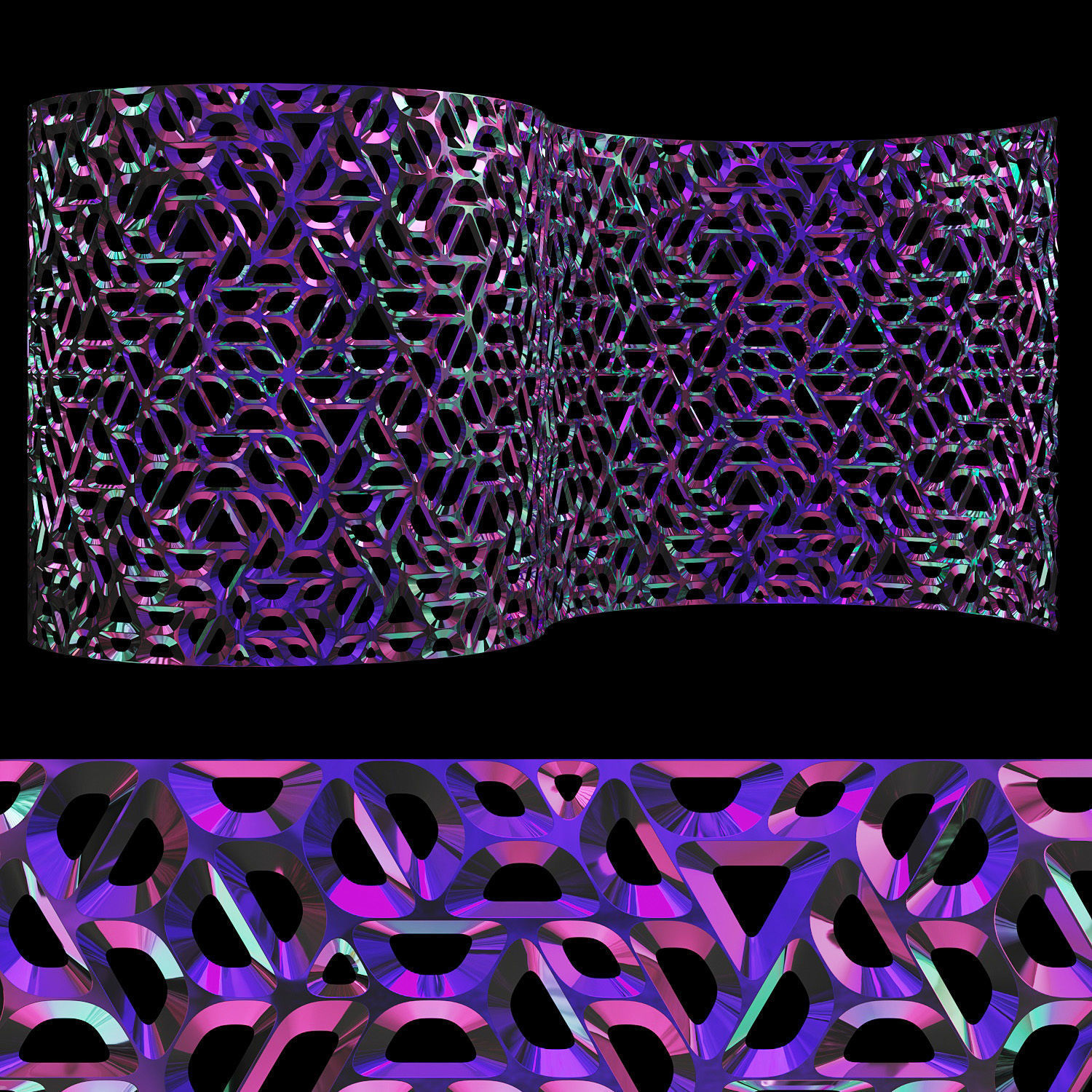 Decorative metal curved partition 3D model_1