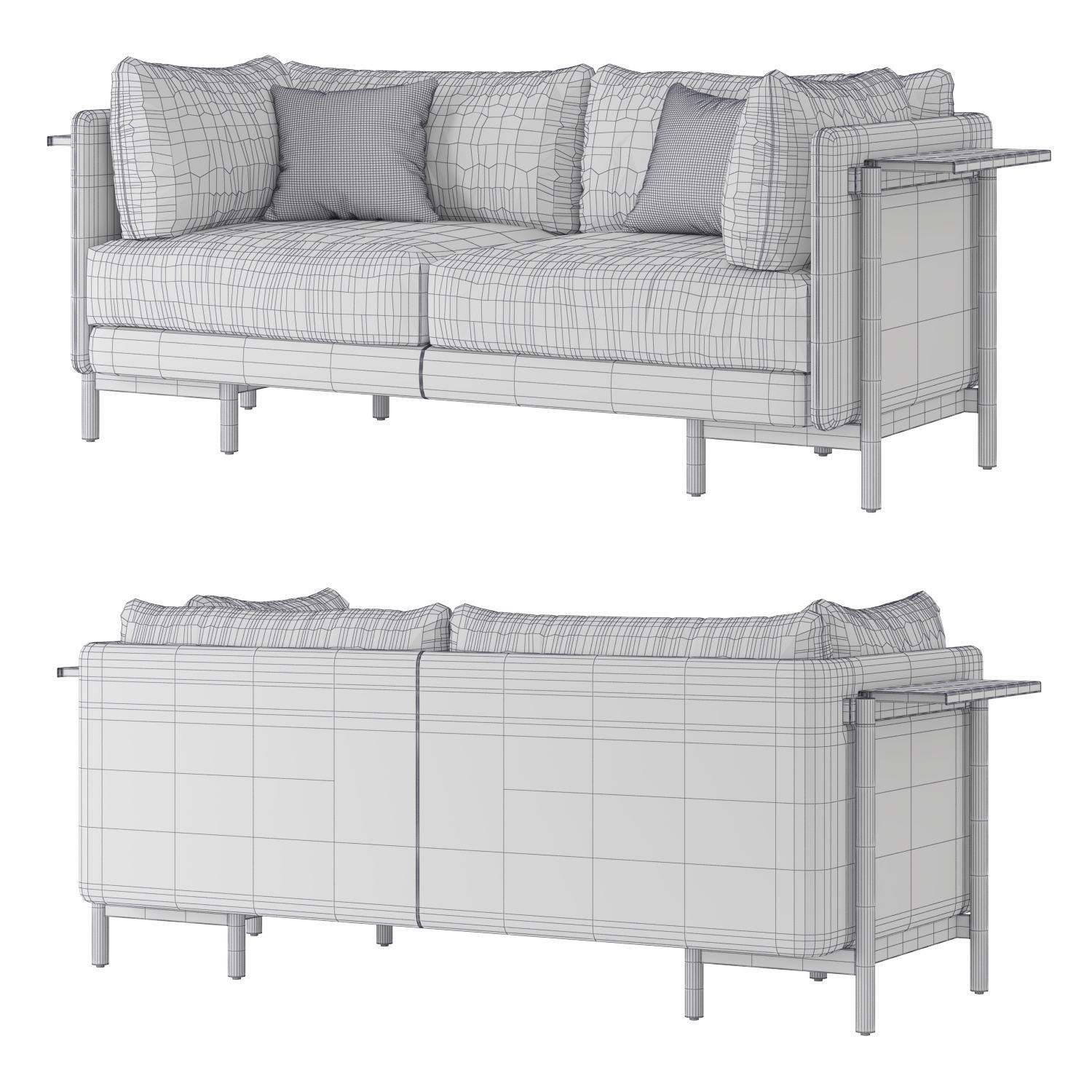 Hammer and Spear Frame sofa with arms Low-poly 3D model_4