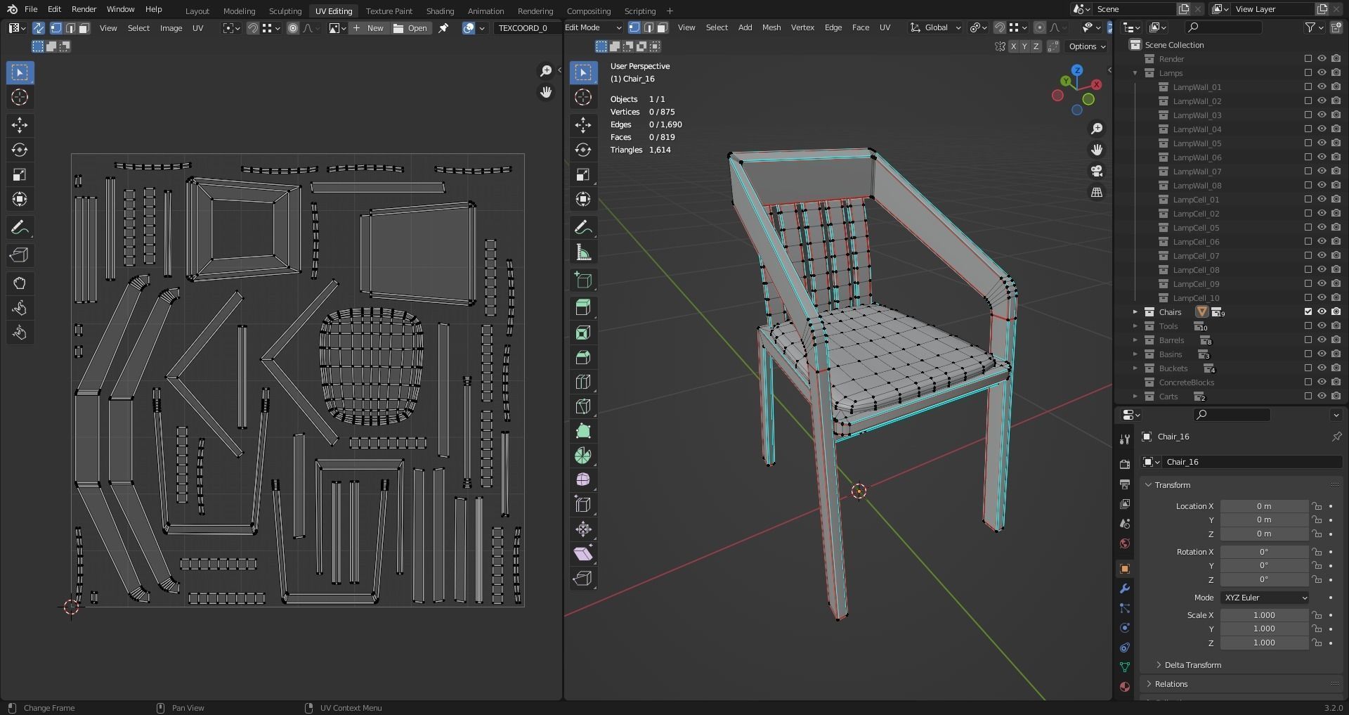 Chair 16 Low-poly 3D model_16