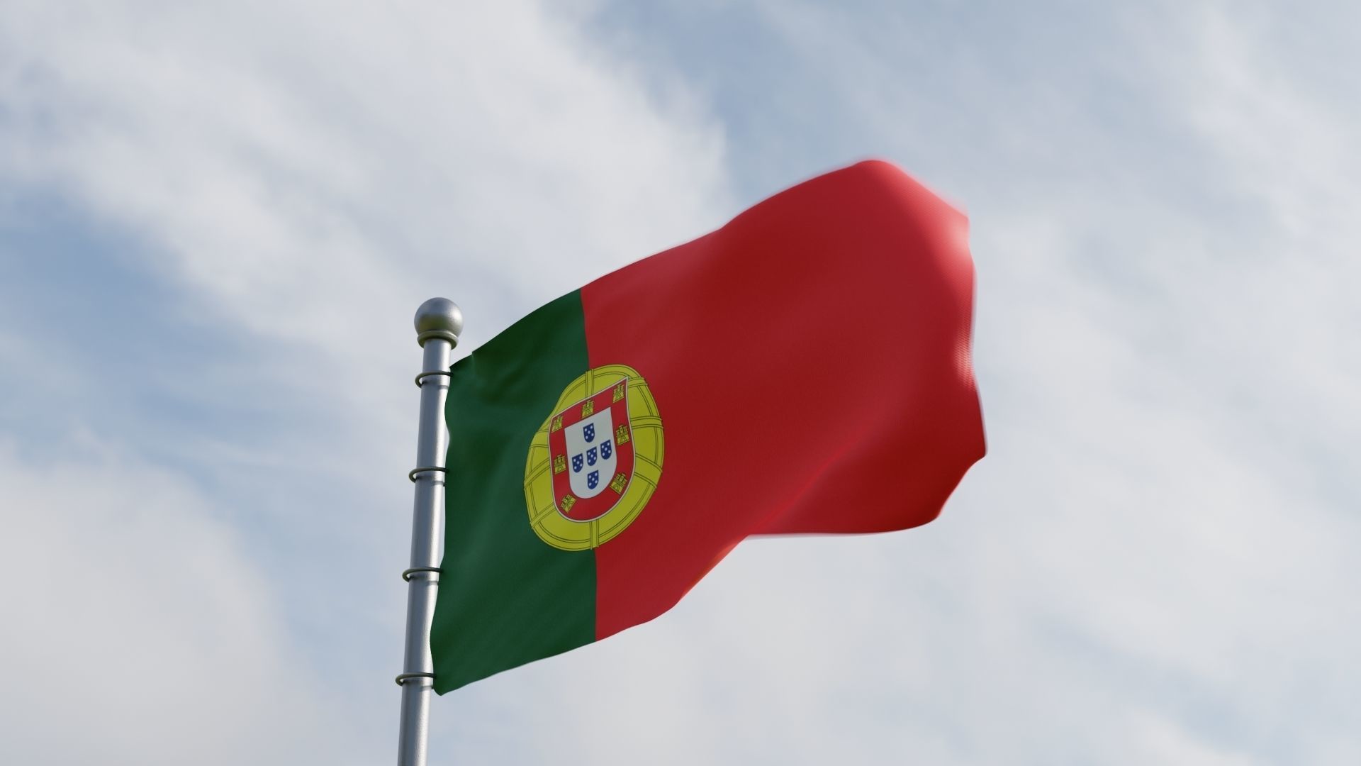 Animated Portugal Flags 3D model_1