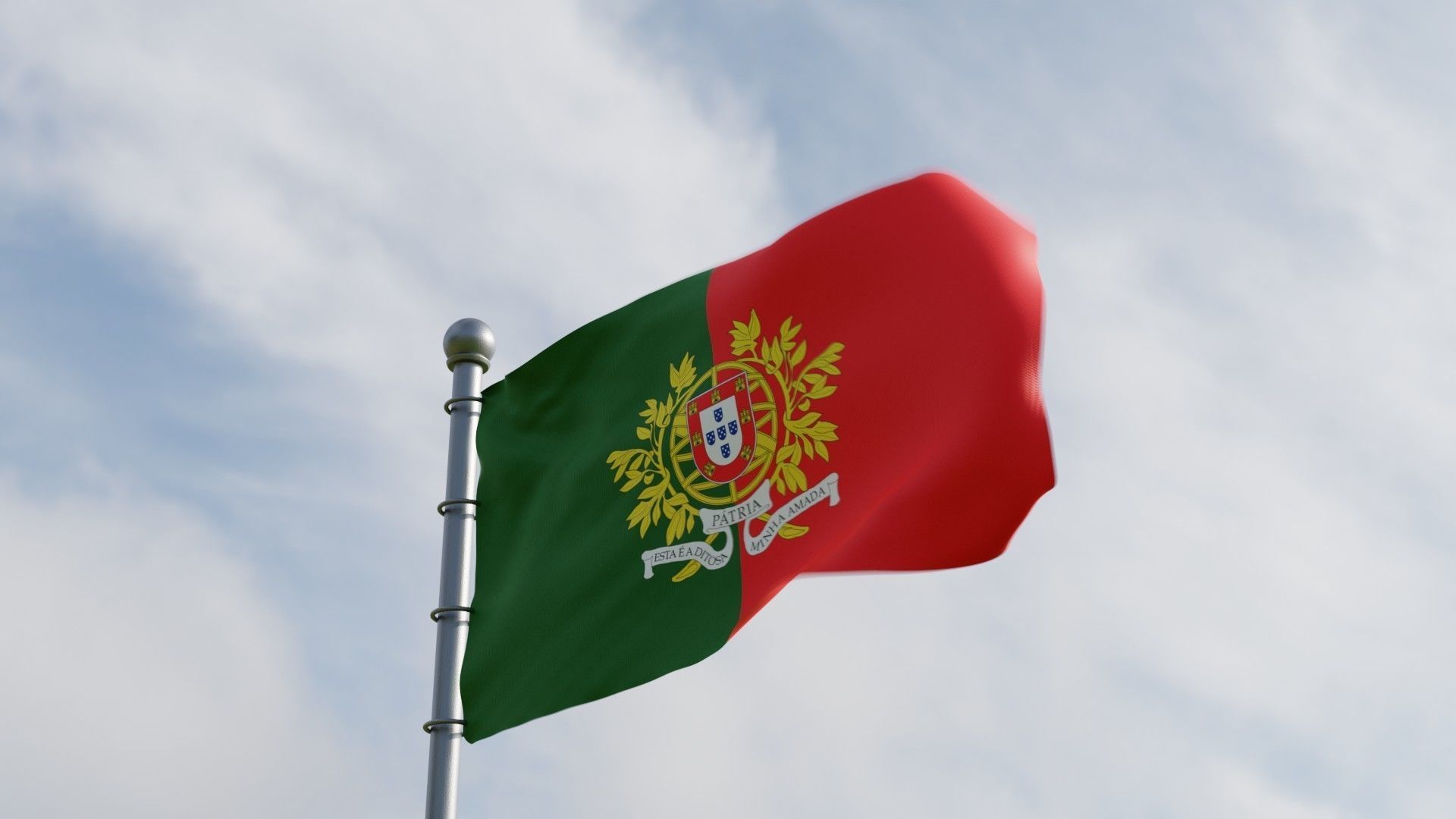 Animated Portugal Flags 3D model_2