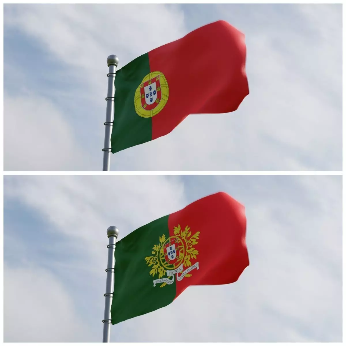 Animated Portugal Flags 3D model_0
