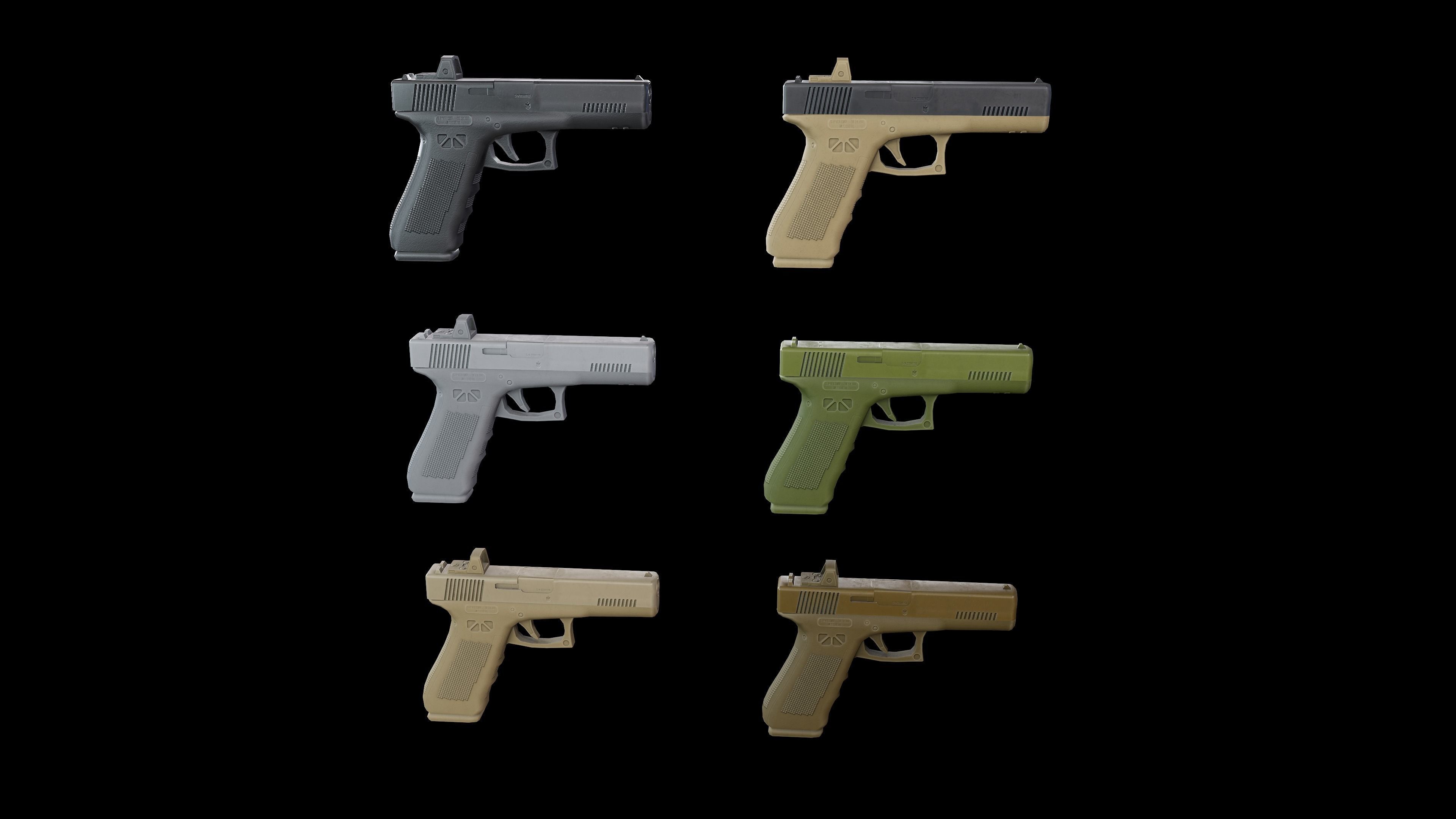 Autopistol gun Low-poly 3D model_10