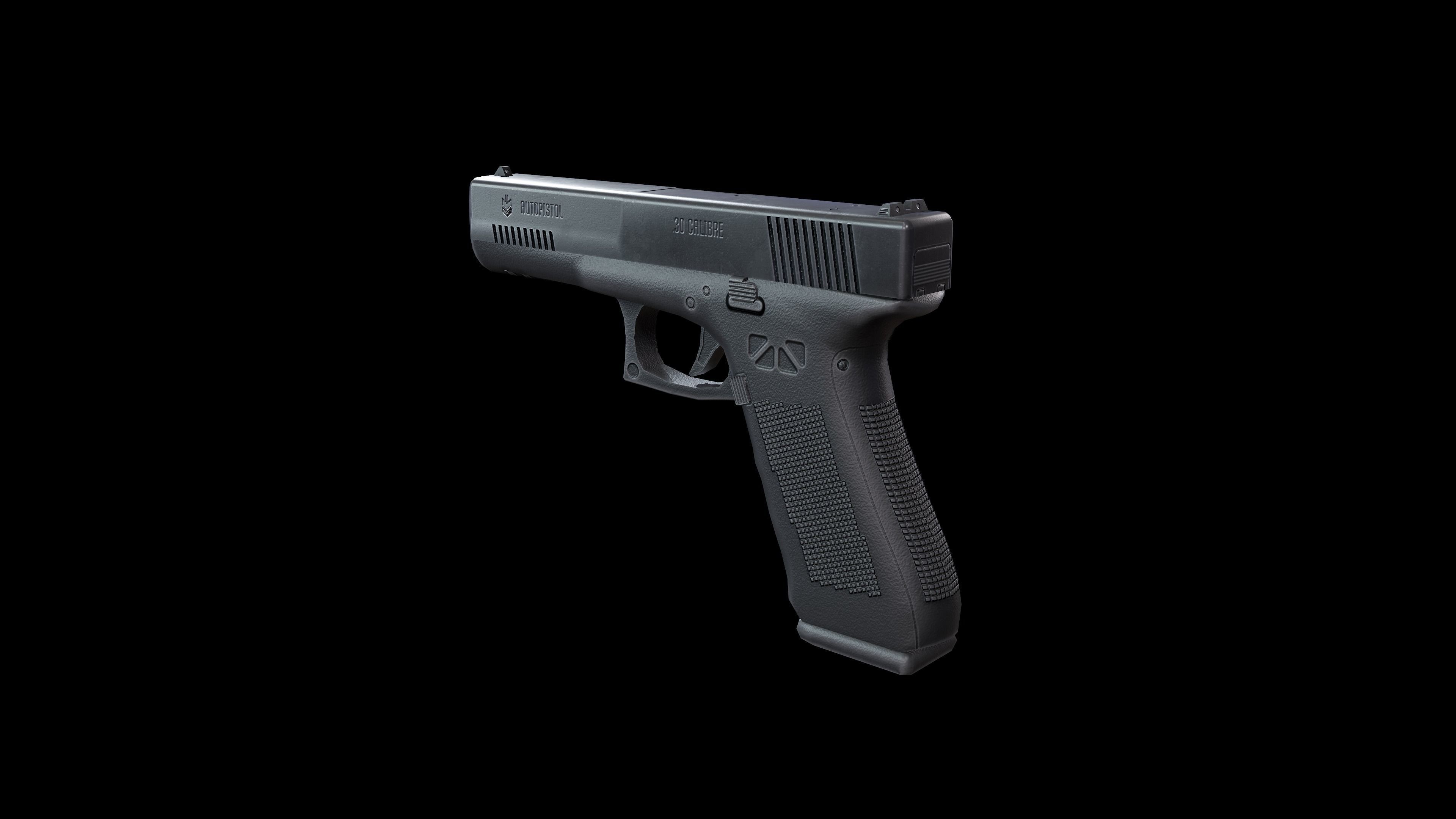 Autopistol gun Low-poly 3D model_19