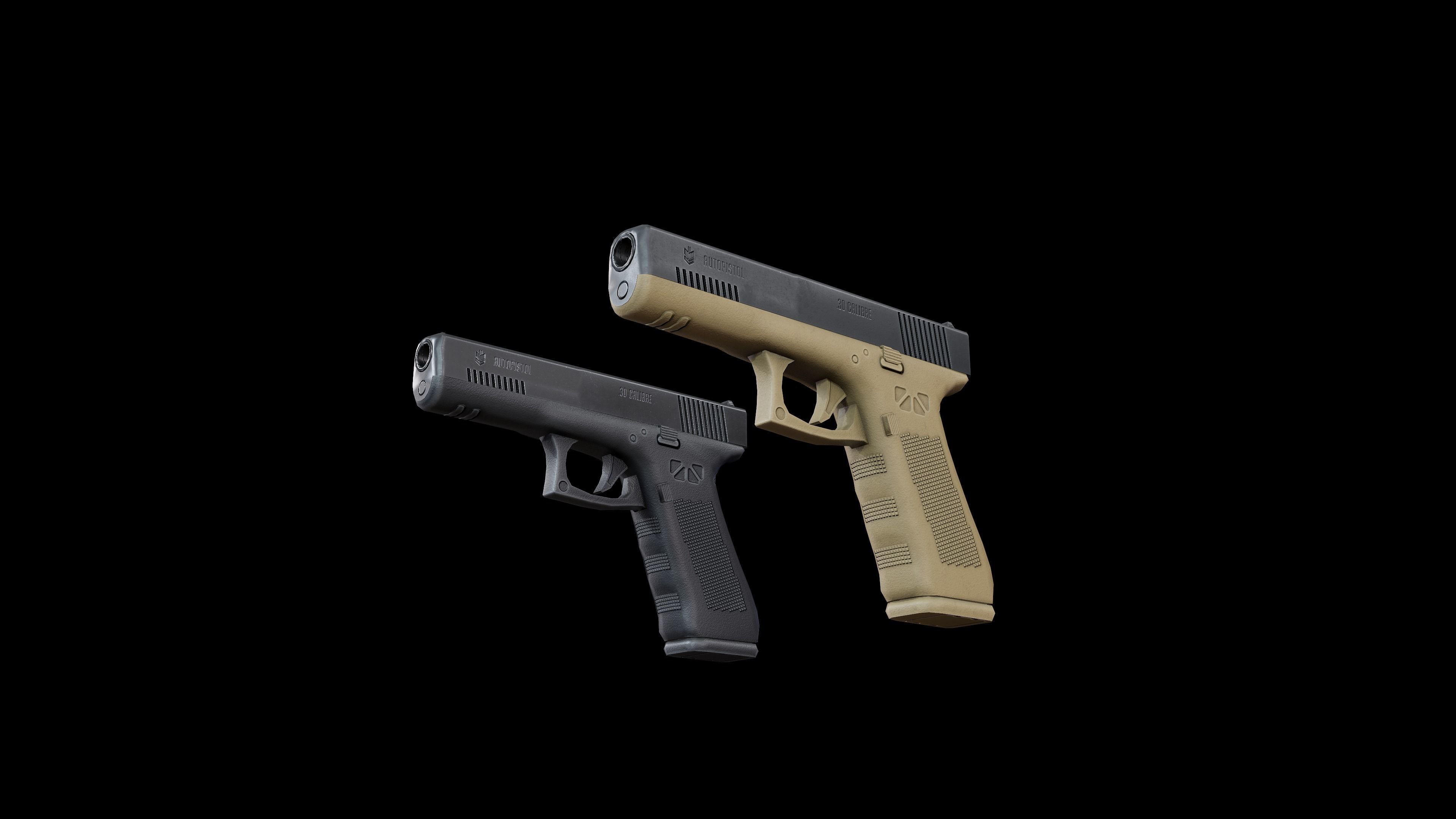 Autopistol gun Low-poly 3D model_7