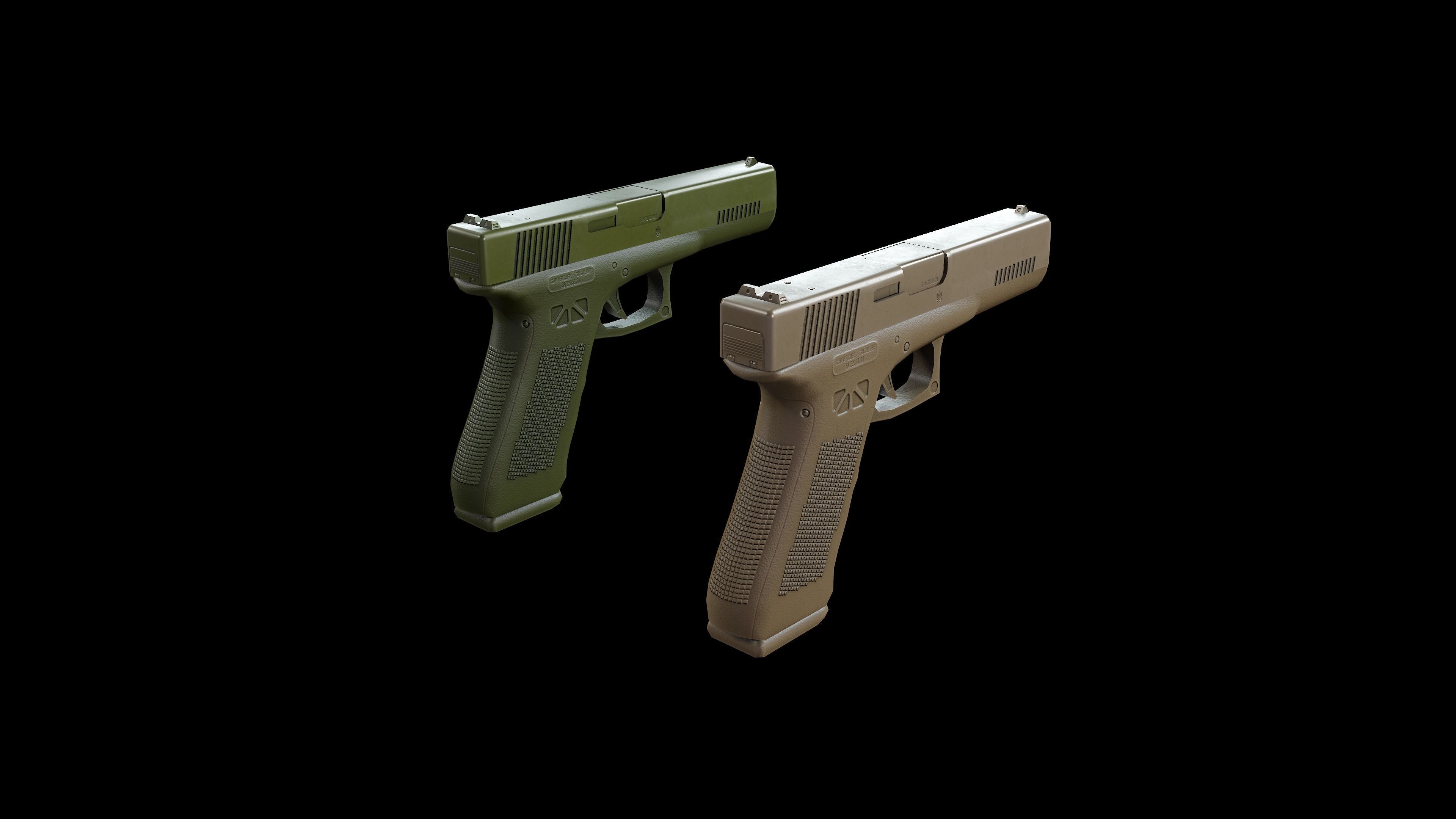 Autopistol gun Low-poly 3D model_8