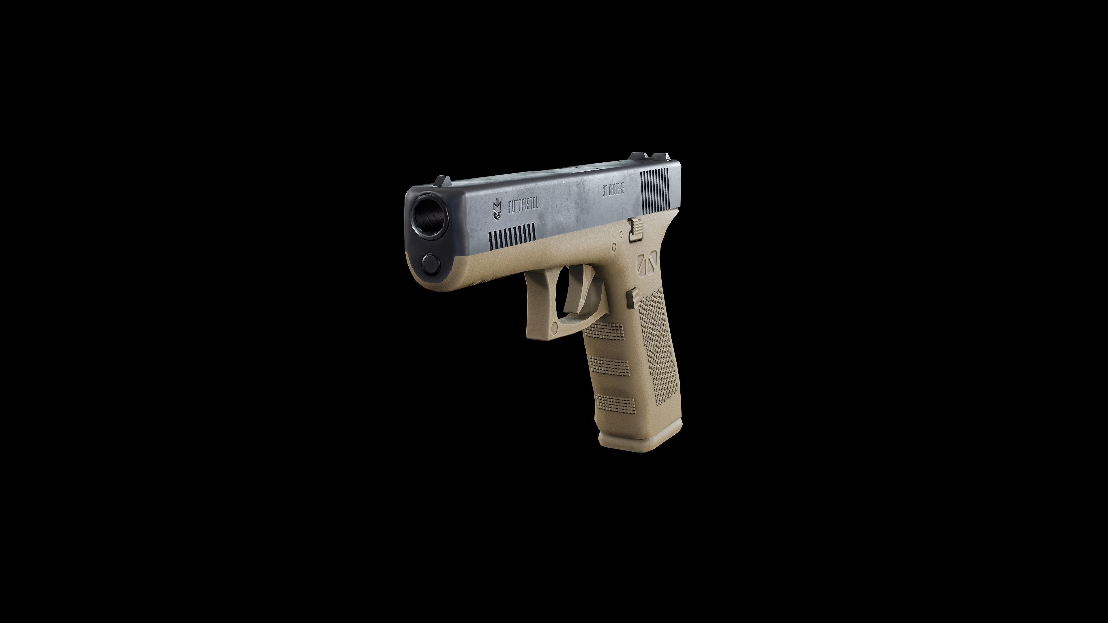 Autopistol gun Low-poly 3D model_14
