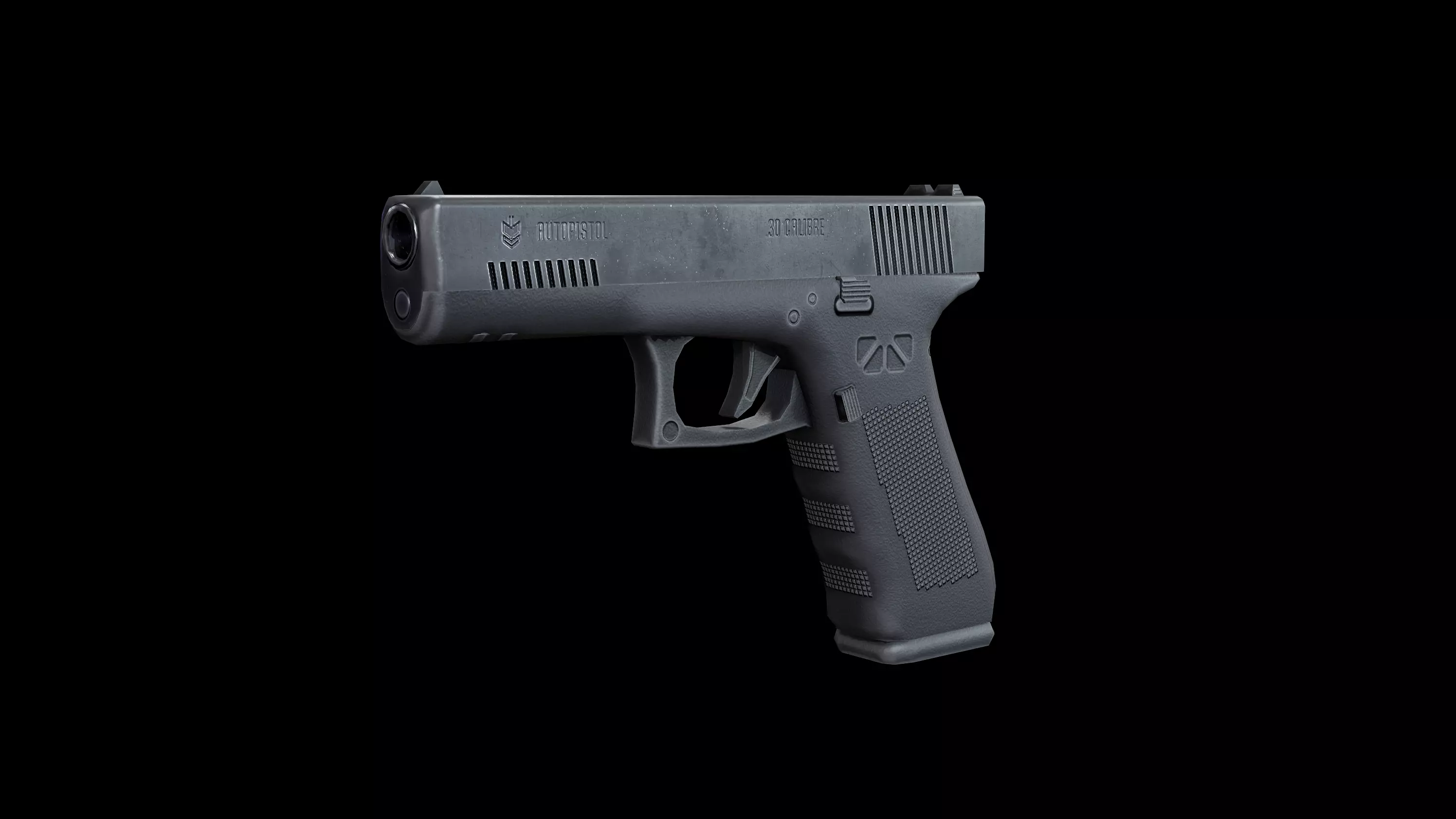 Autopistol gun Low-poly 3D model_0