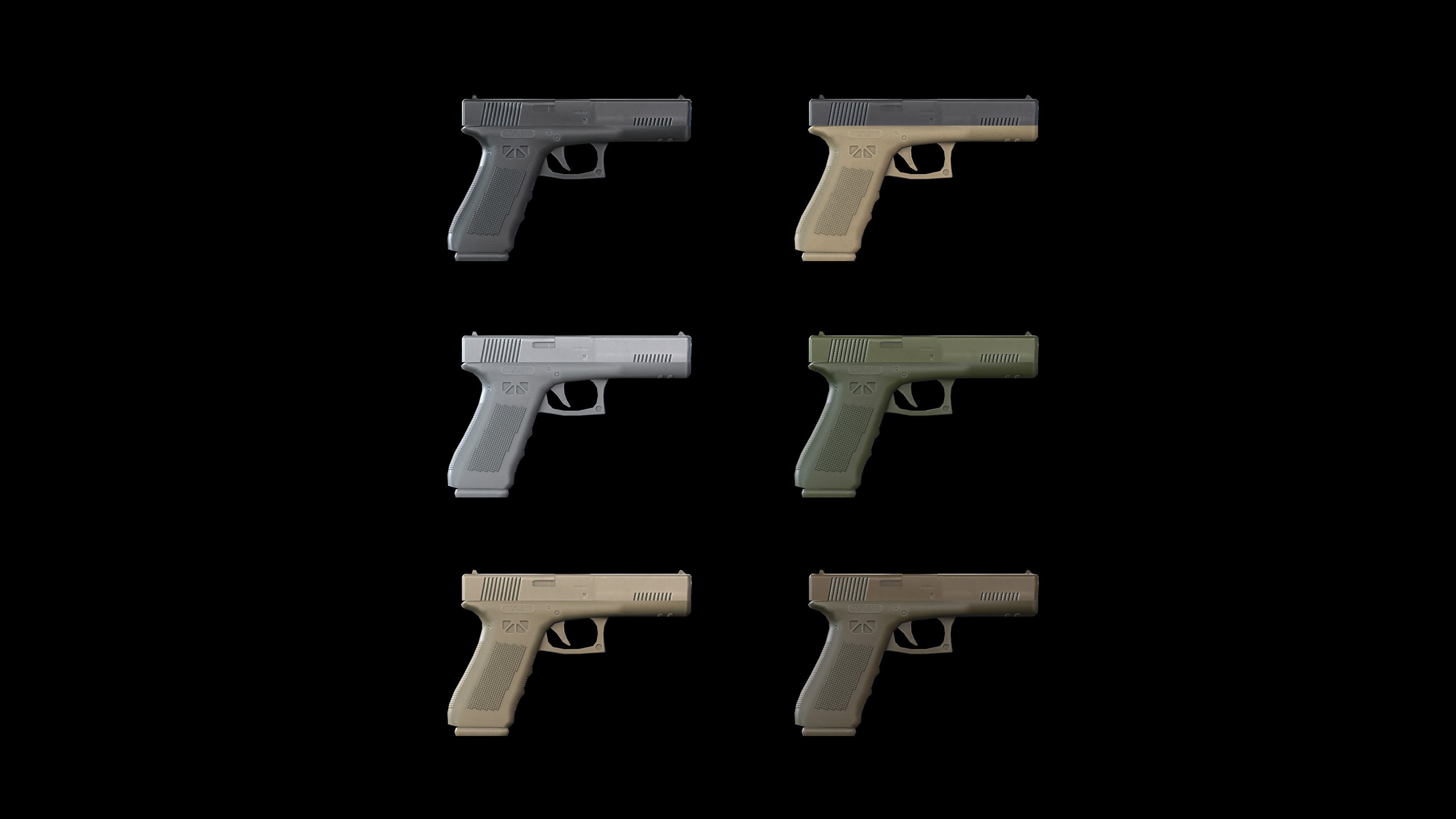 Autopistol gun Low-poly 3D model_3