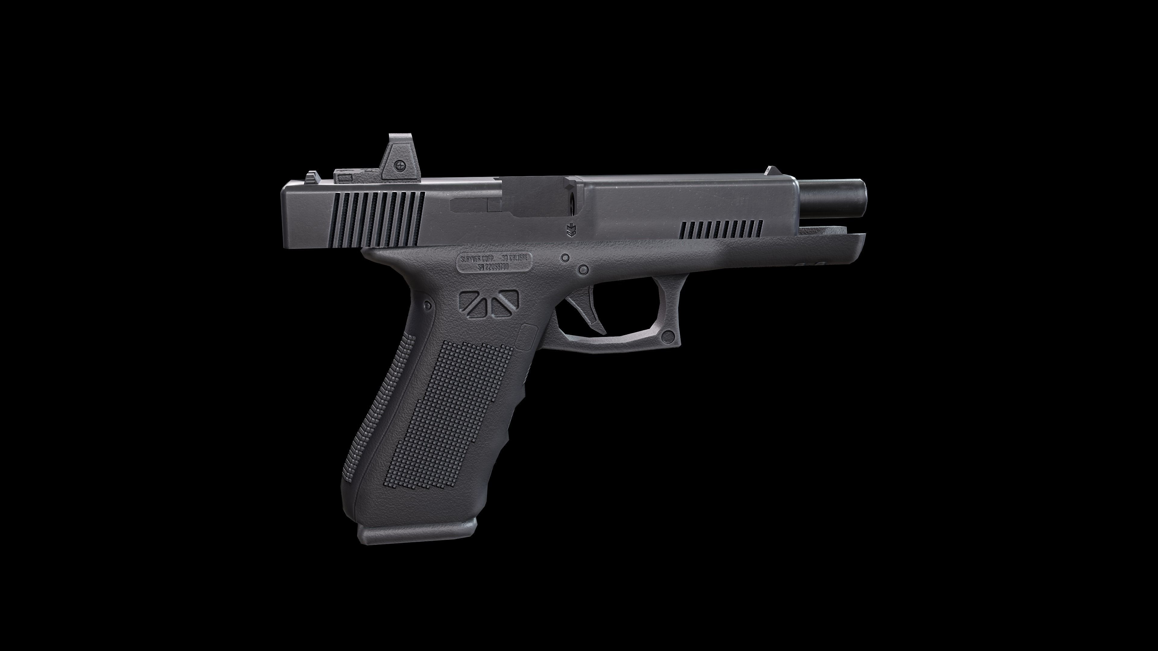 Autopistol gun Low-poly 3D model_6