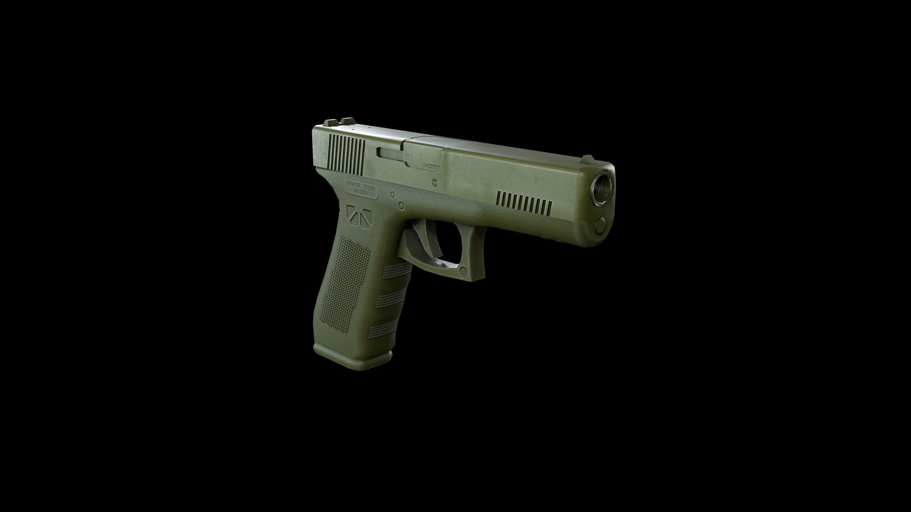 Autopistol gun Low-poly 3D model_15