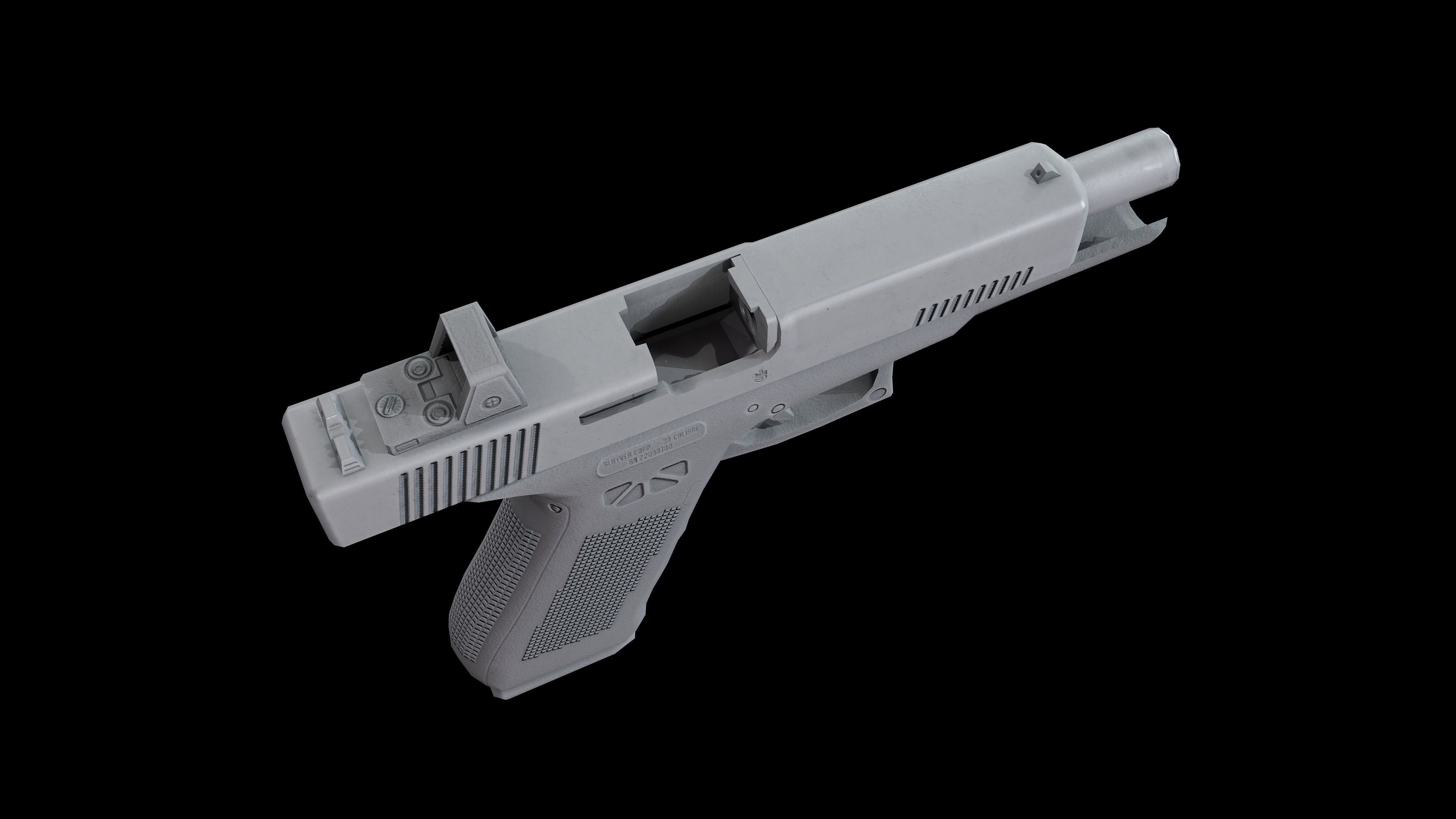 Autopistol gun Low-poly 3D model_12