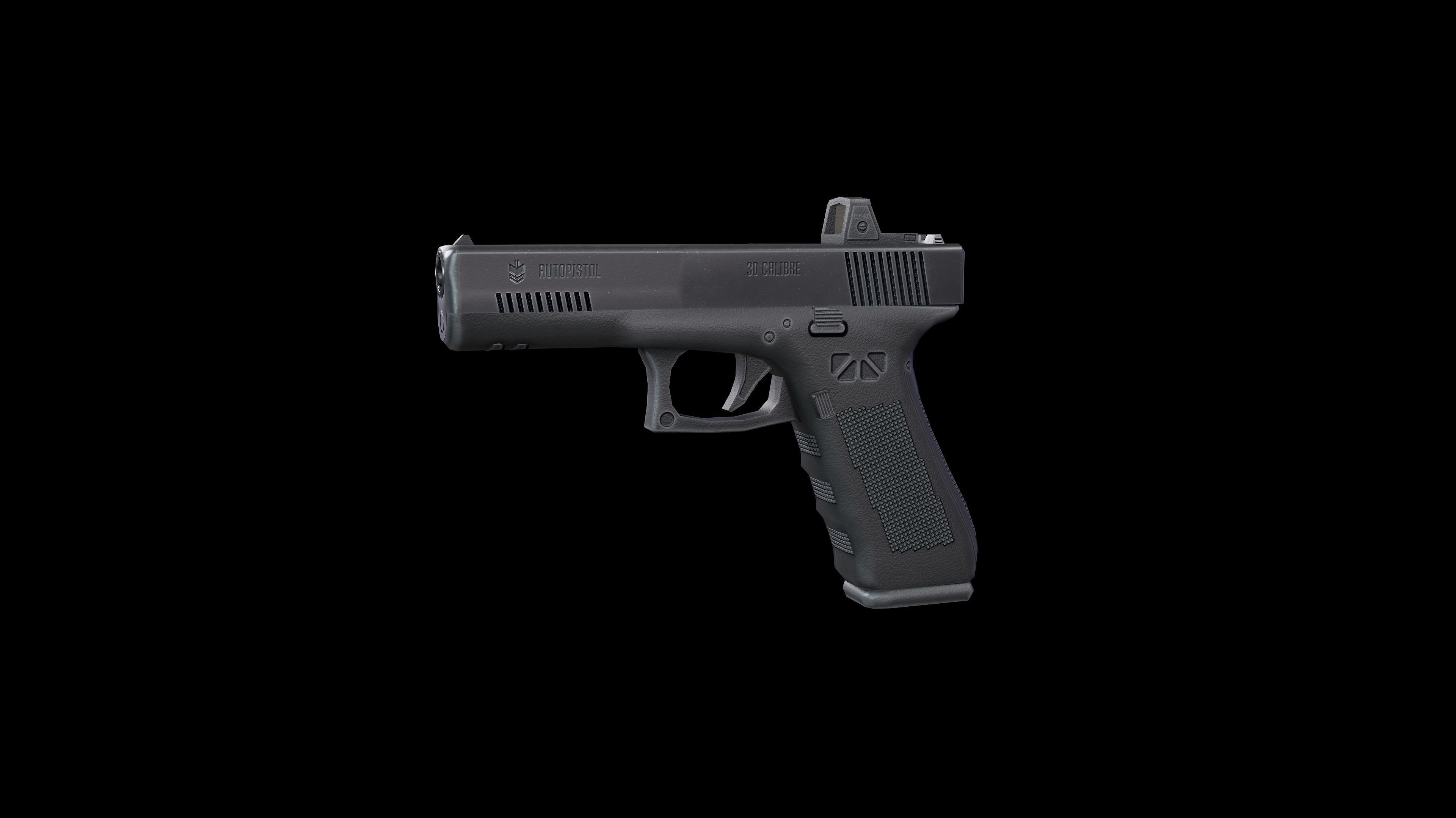 Autopistol gun Low-poly 3D model_22