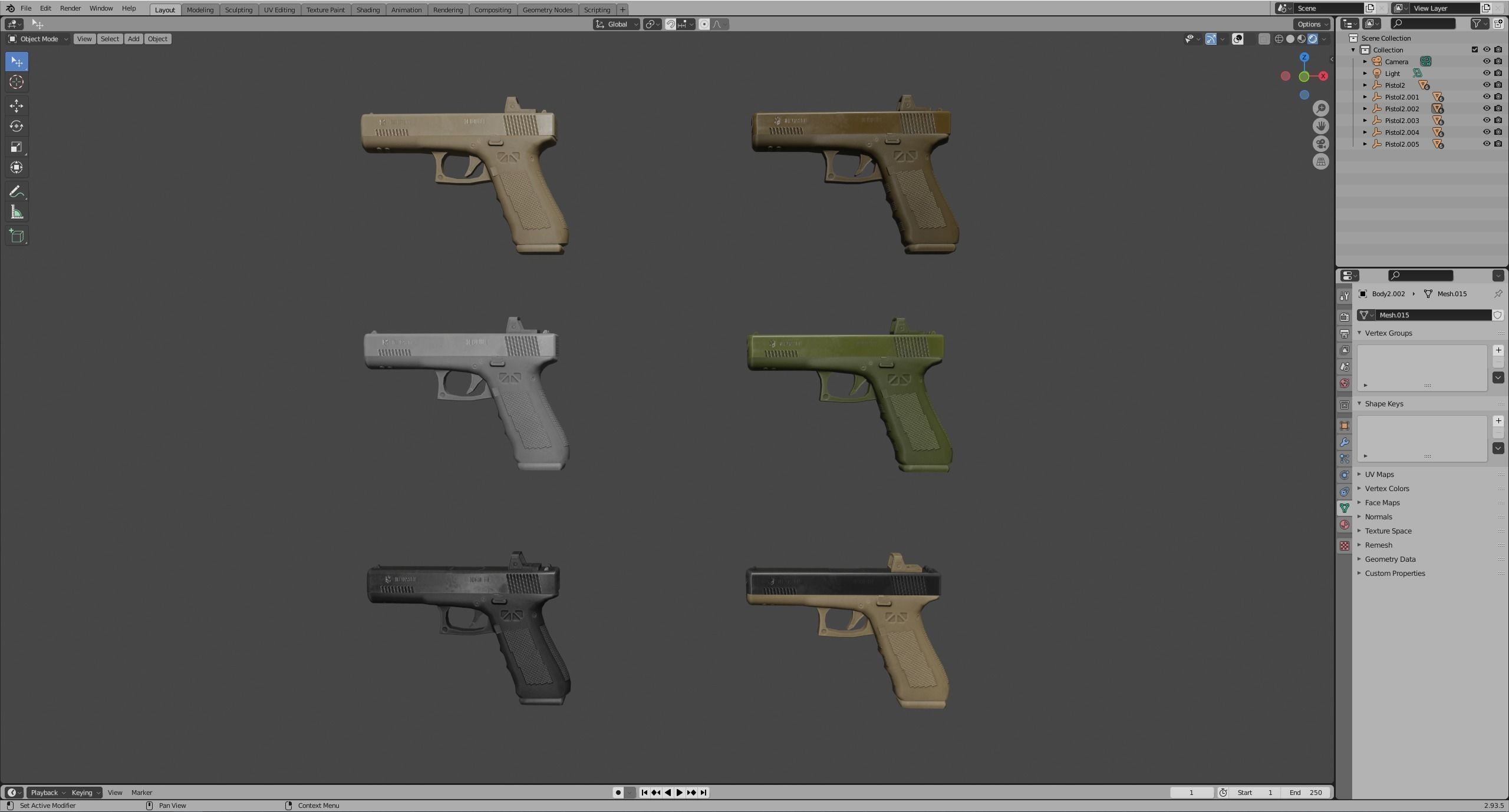 Autopistol gun Low-poly 3D model_9