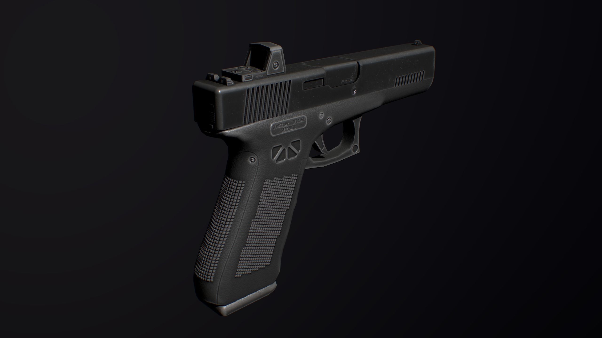 Autopistol gun Low-poly 3D model_17