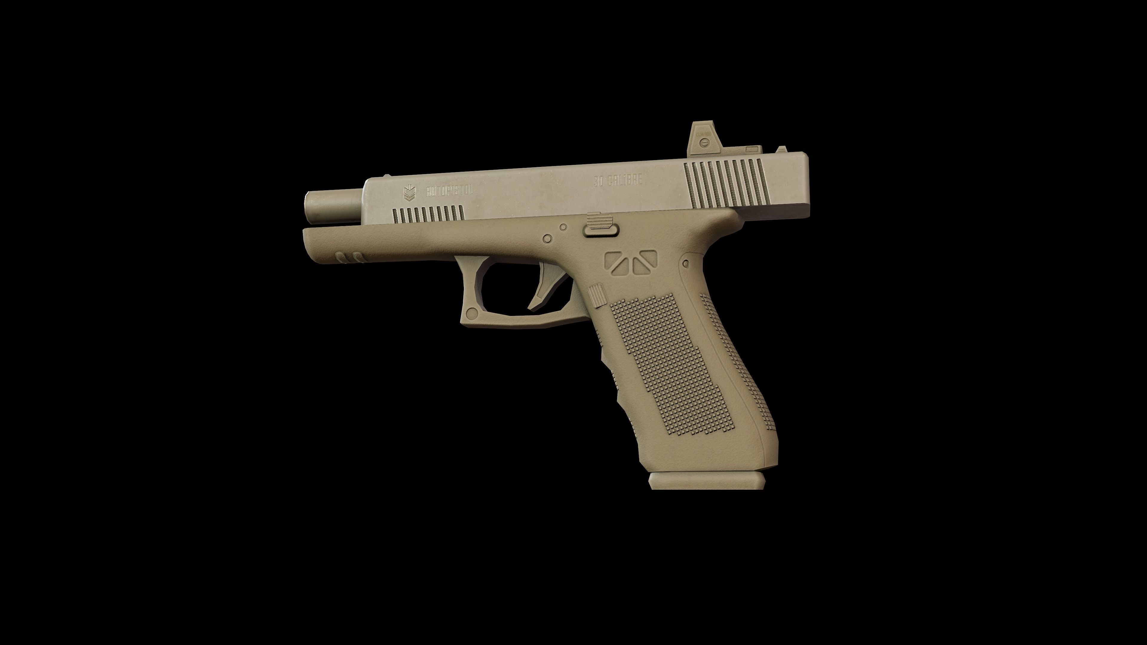 Autopistol gun Low-poly 3D model_13