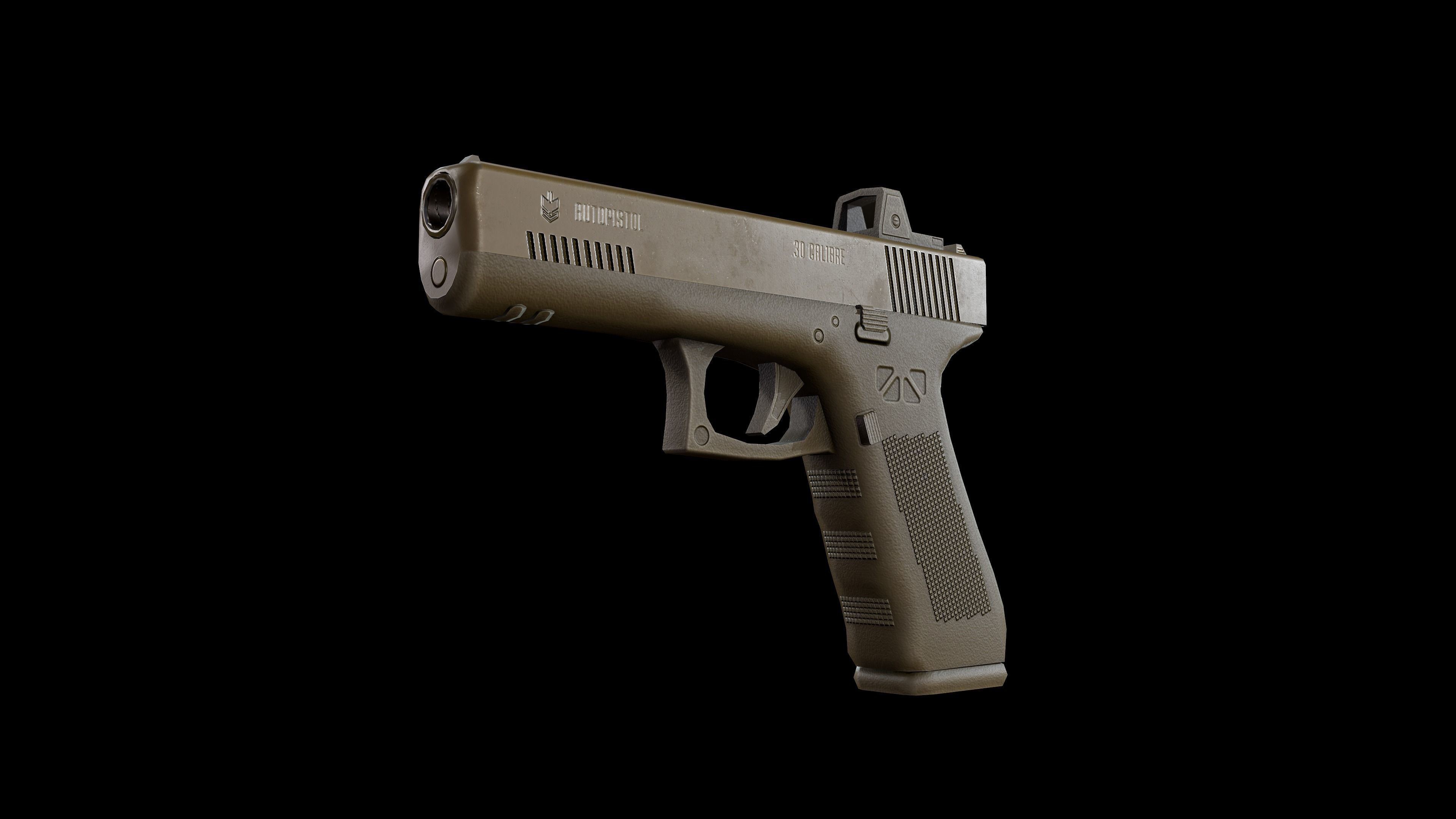 Autopistol gun Low-poly 3D model_16