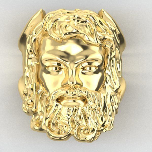  mens ring Zeus face  3D print model_8