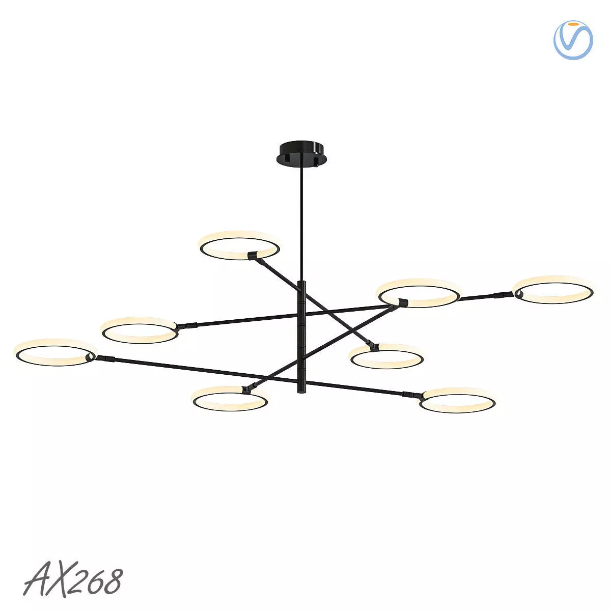 AX268 chandelier with six circular lights 3D model_0