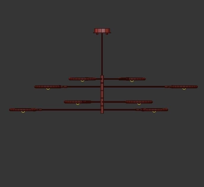 AX268 chandelier with six circular lights 3D model_2