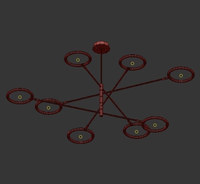 AX268 chandelier with six circular lights 3D model_3