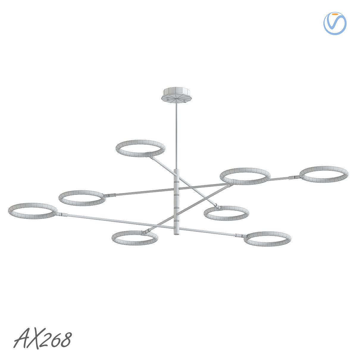 AX268 chandelier with six circular lights 3D model_1