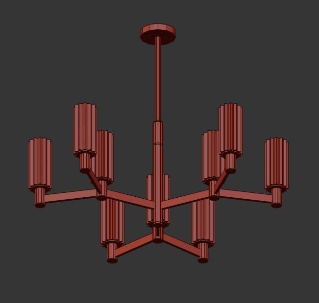 THE234 gold and chandelier with glass shades 3D model_2