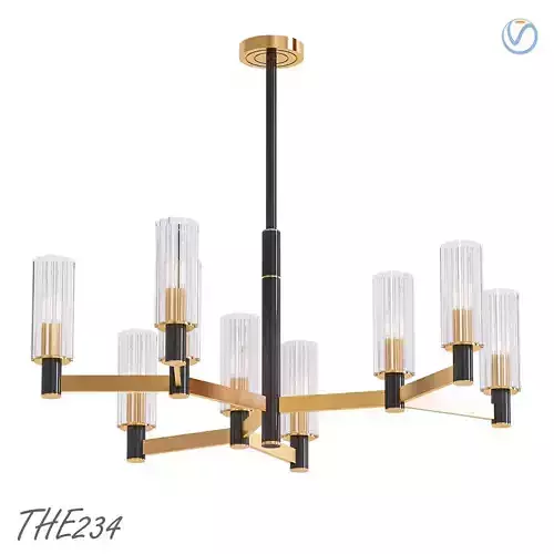 THE234 gold and chandelier with glass shades