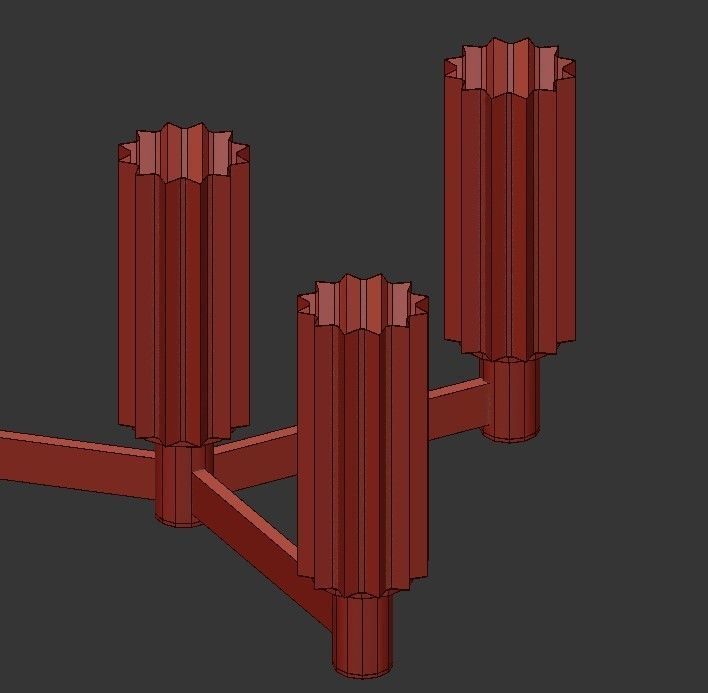 THE234 gold and chandelier with glass shades 3D model_4