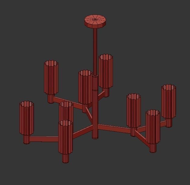 THE234 gold and chandelier with glass shades 3D model_3