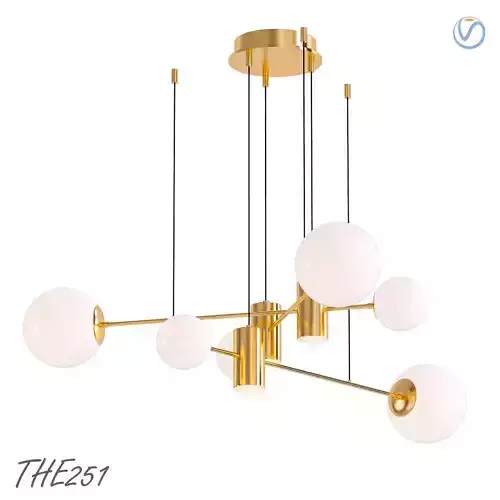 THE251 gold chandelier with balls hanging from it