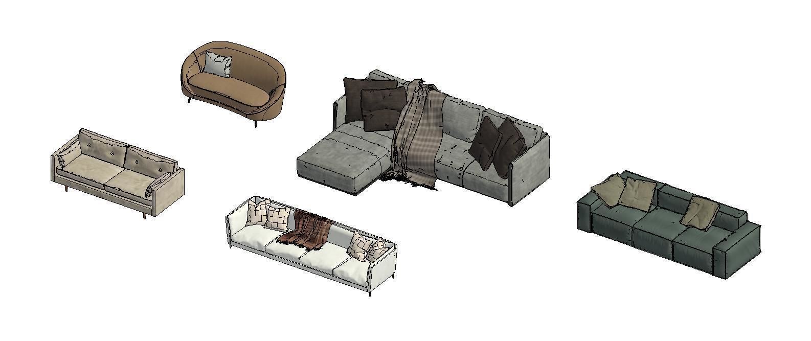 Sofa 3D model Revit 3D print model_1