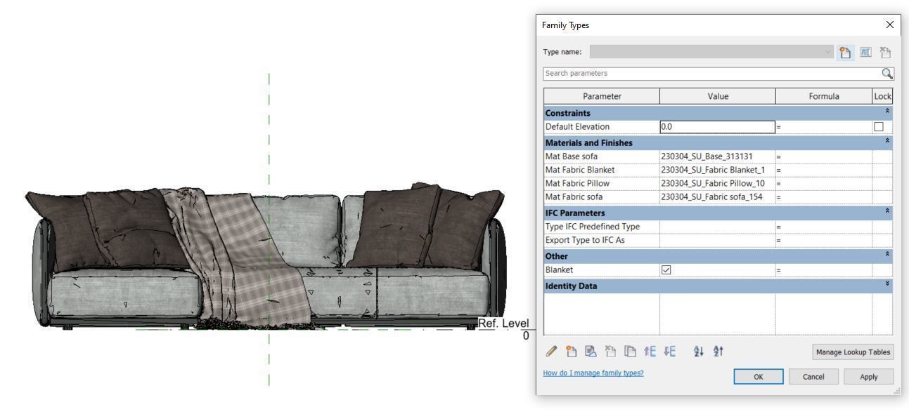 Sofa 3D model Revit 3D print model_4